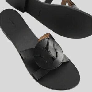 & OTHER STORIES Leather Knot Detail Sandals in Black Size 7